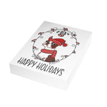 Red Boston Happy Holidays Folded Greeting Cards (1, 10, 30, or 50)