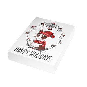 Red Boston Happy Holidays Folded Greeting Cards (1, 10, 30, or 50)