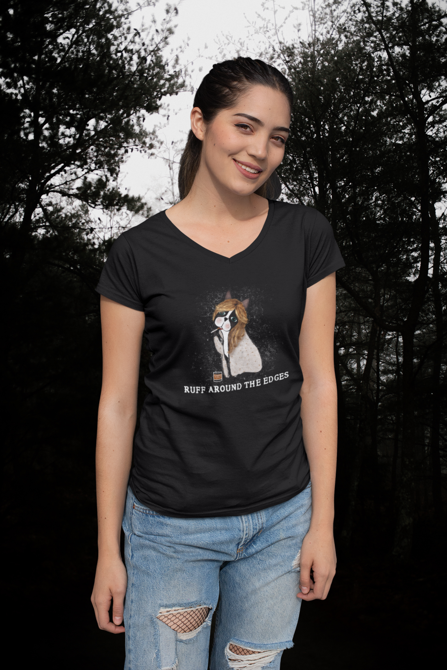 Ruff Around The Edges V-Neck Tee